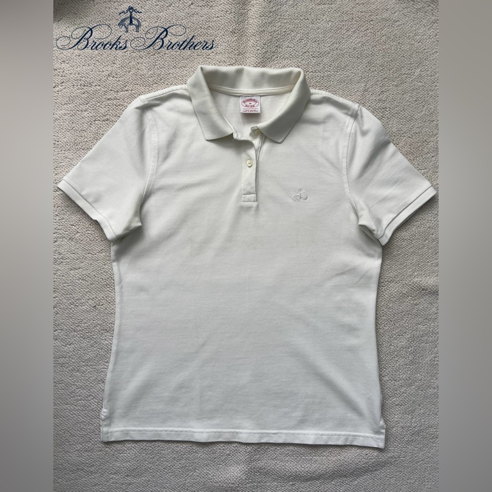 Brooks Brothers Women’s Polo Shirt Color: White - Size: Medium